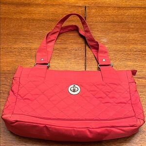 Baggallini Nantucket Red Quilted Tote Bag,  EUC